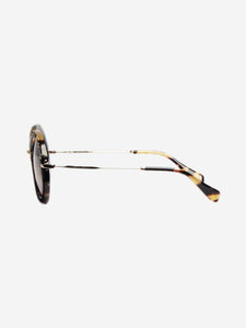 Miu Miu Brown and black crystal and suede round sunglasses