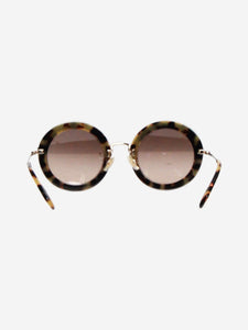 Miu Miu Brown and black crystal and suede round sunglasses