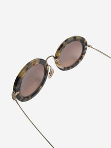 Miu Miu Brown and black crystal and suede round sunglasses