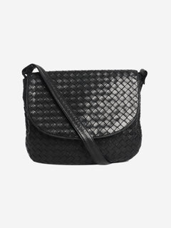 Black Intrecciato cross-body flap bag