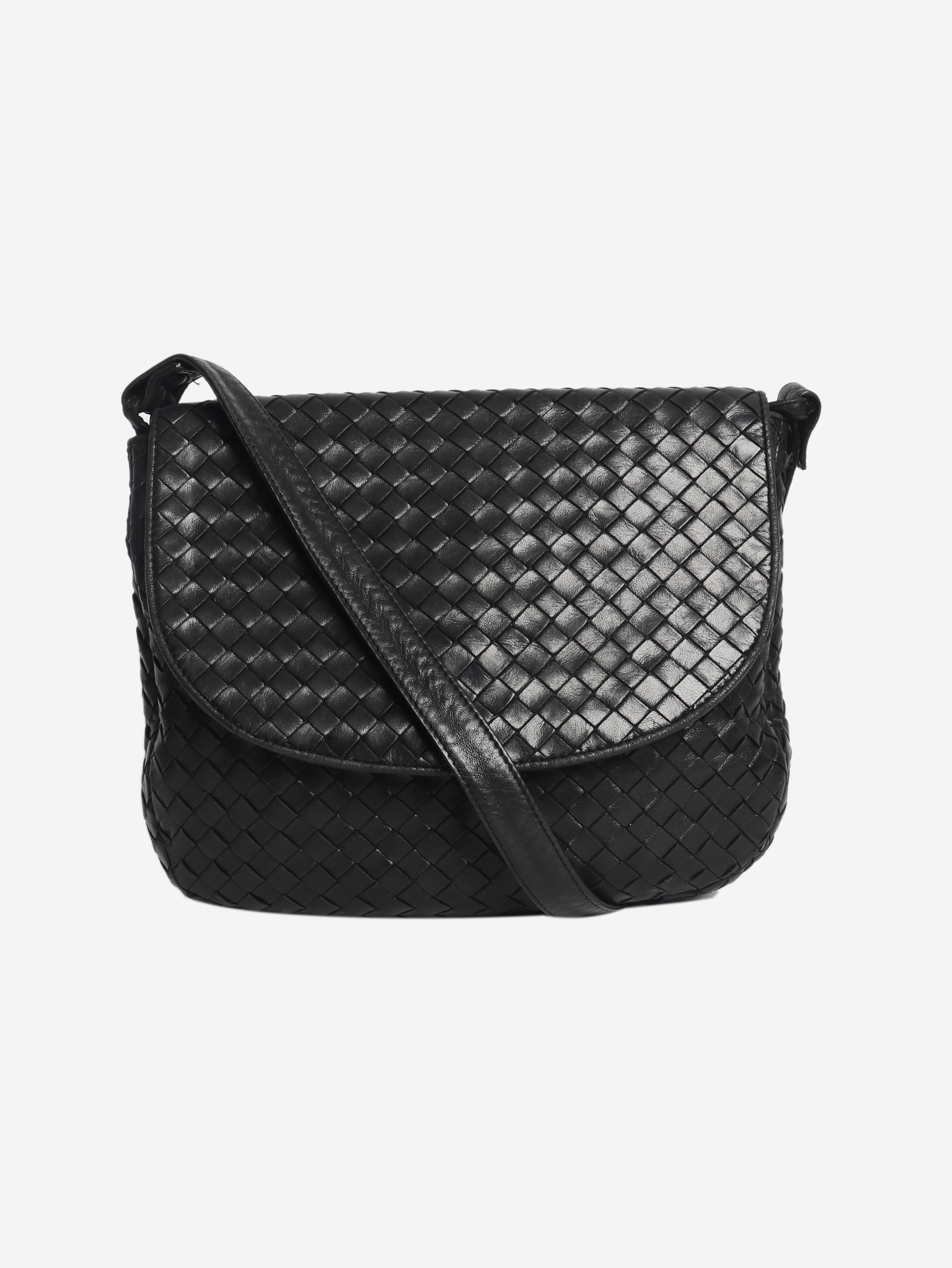 Black Intrecciato cross-body flap bag