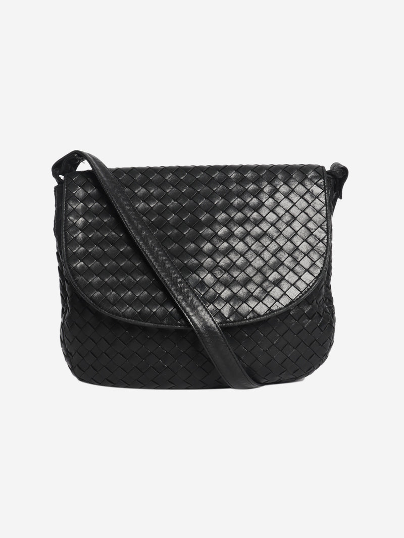 Black Intrecciato cross-body flap bag