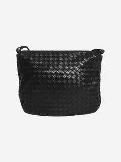 Black Intrecciato cross-body flap bag