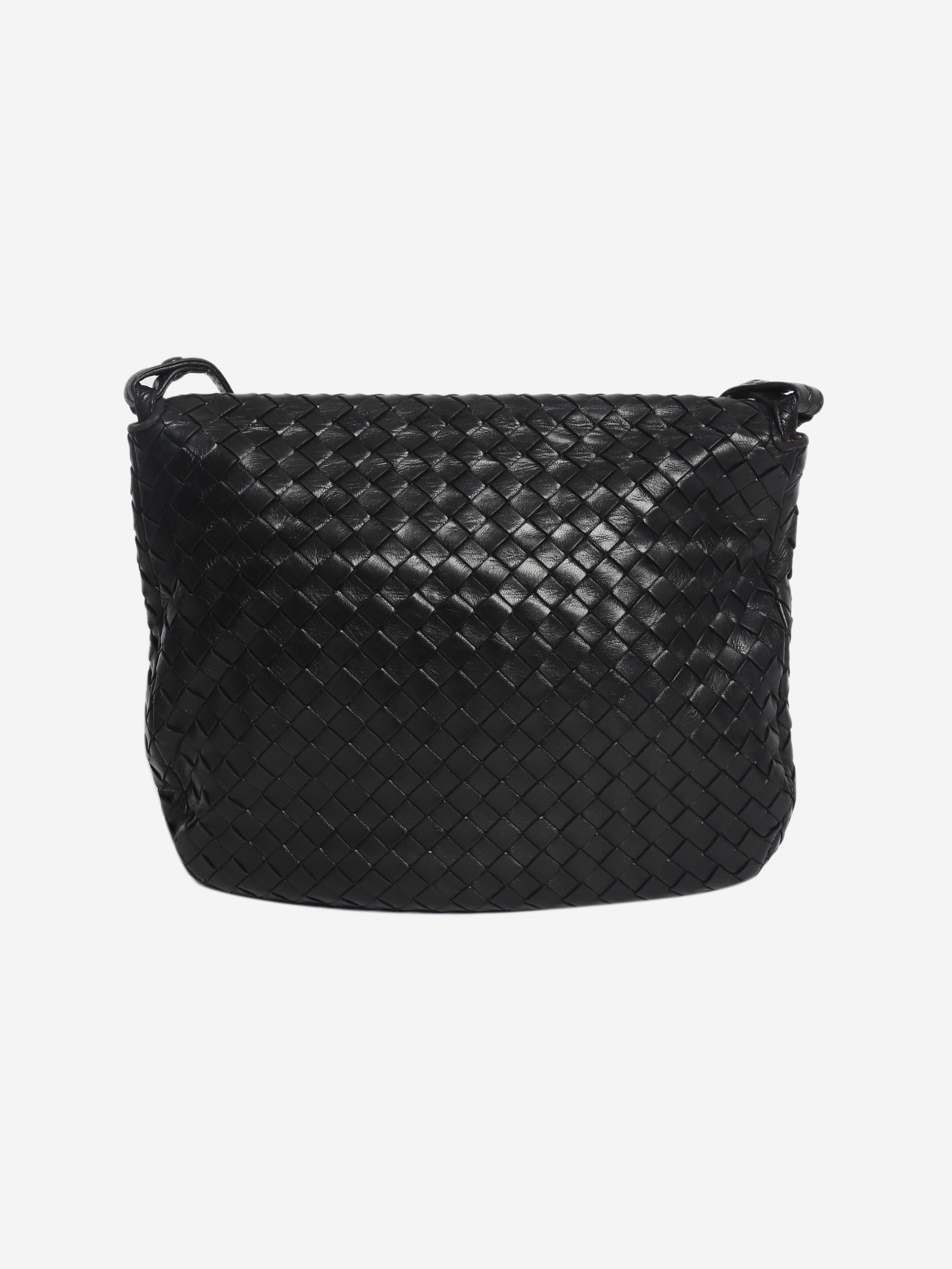 Black Intrecciato cross-body flap bag