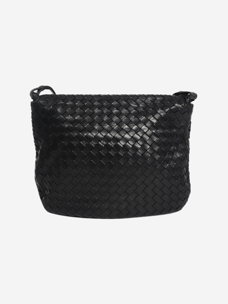 Black Intrecciato cross-body flap bag