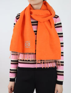 Loewe Orange fringed wool-blend scarf