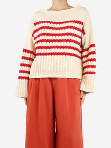 Weekend Max Mara Cream and red striped jumper - size M