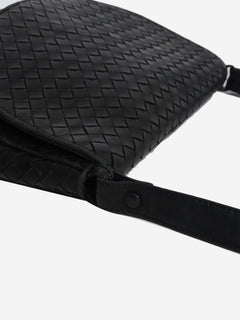 Black Intrecciato cross-body flap bag