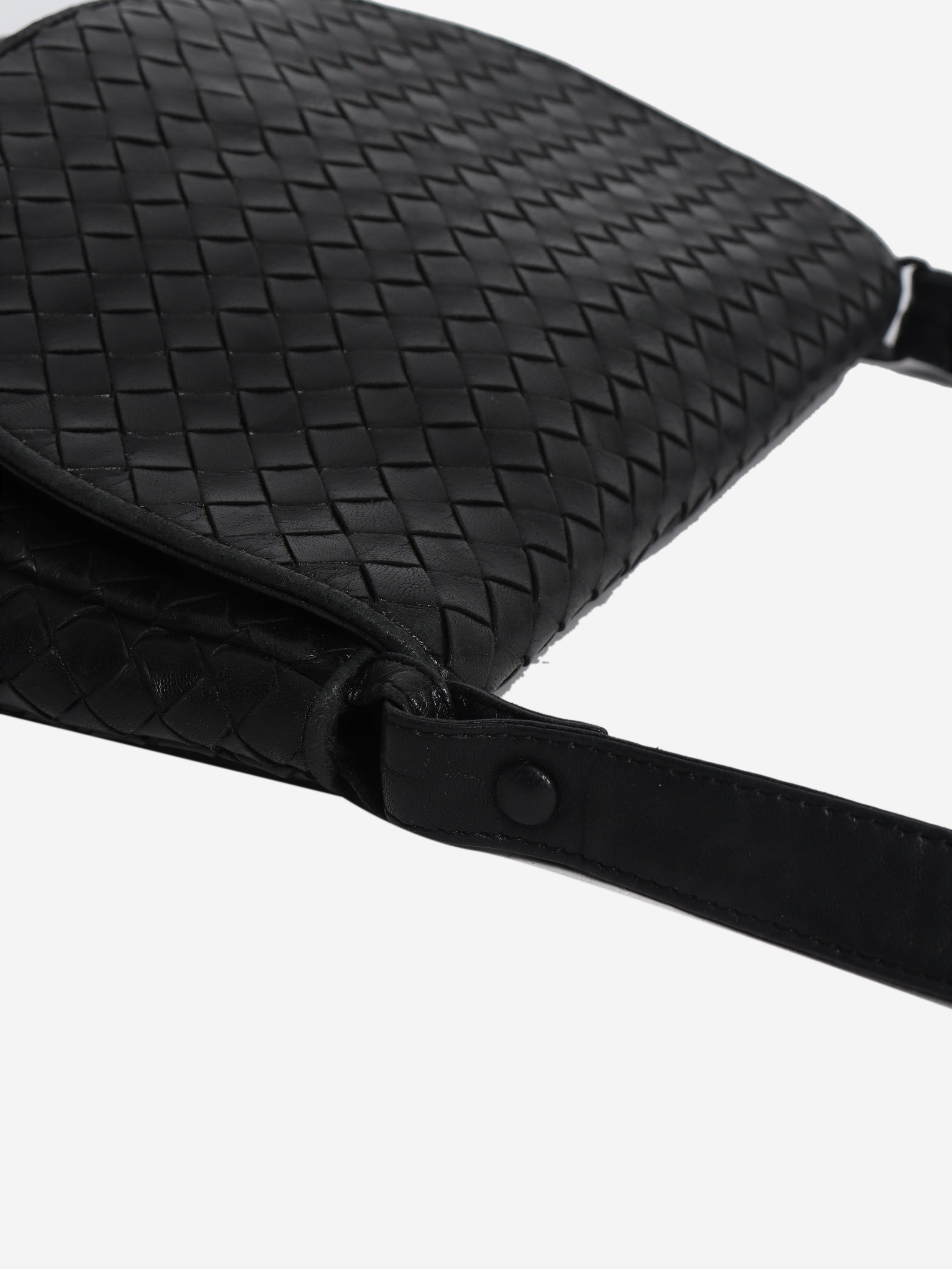 Black Intrecciato cross-body flap bag