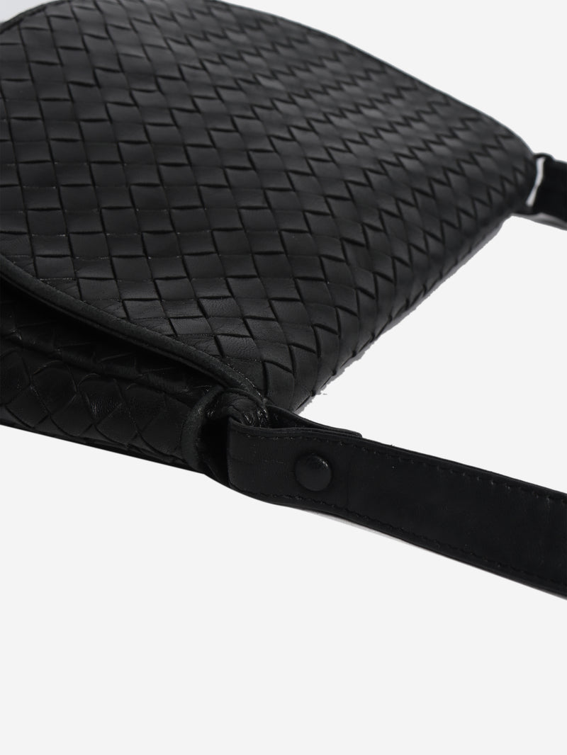 Black Intrecciato cross-body flap bag