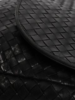 Black Intrecciato cross-body flap bag