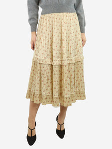 Polo Ralph Lauren Cream floral pleated skirt - size UK 10