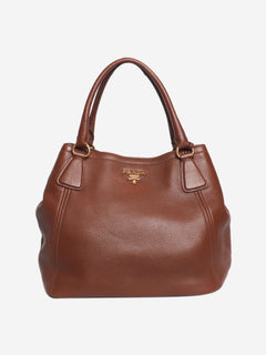 Brown Vitello Daino top handle bag