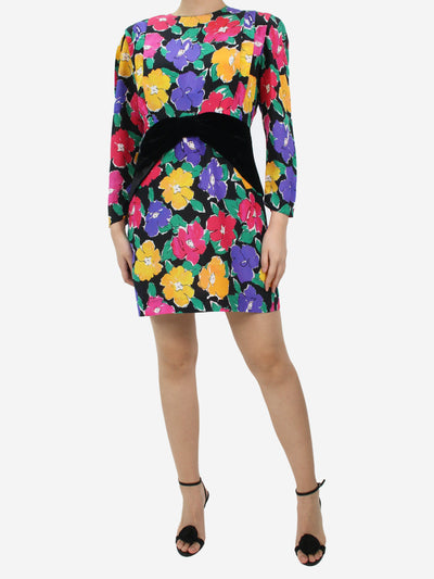 Multicoloured floral open back mini dress - size UK 12 Dresses Rixo