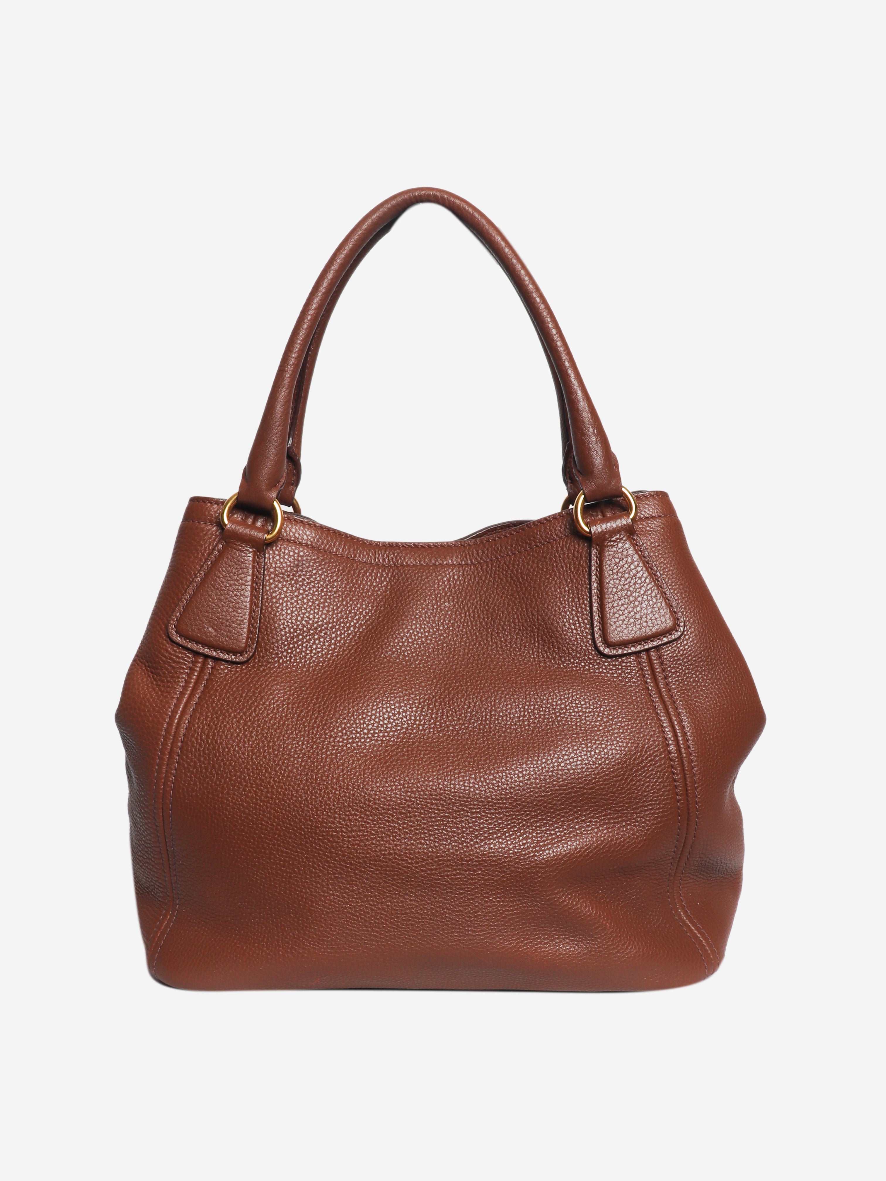 Brown Vitello Daino top handle bag