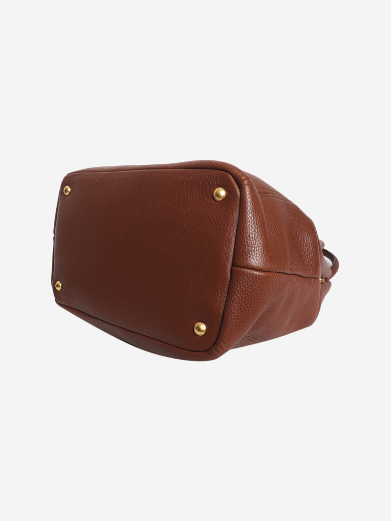 Brown Vitello Daino top handle bag