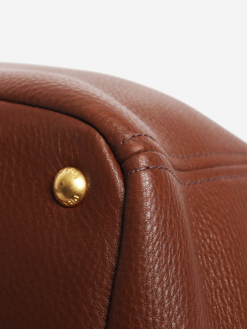 Brown Vitello Daino top handle bag