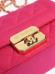 Chanel Fuschia 2014 mini diamond-quilted jersey Chic with Me flap bag
