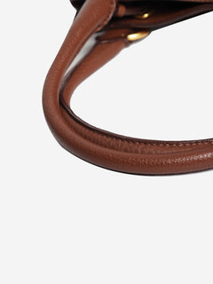 Brown Vitello Daino top handle bag