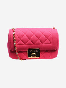 Chanel Fuschia 2014 mini diamond-quilted jersey Chic with Me flap bag