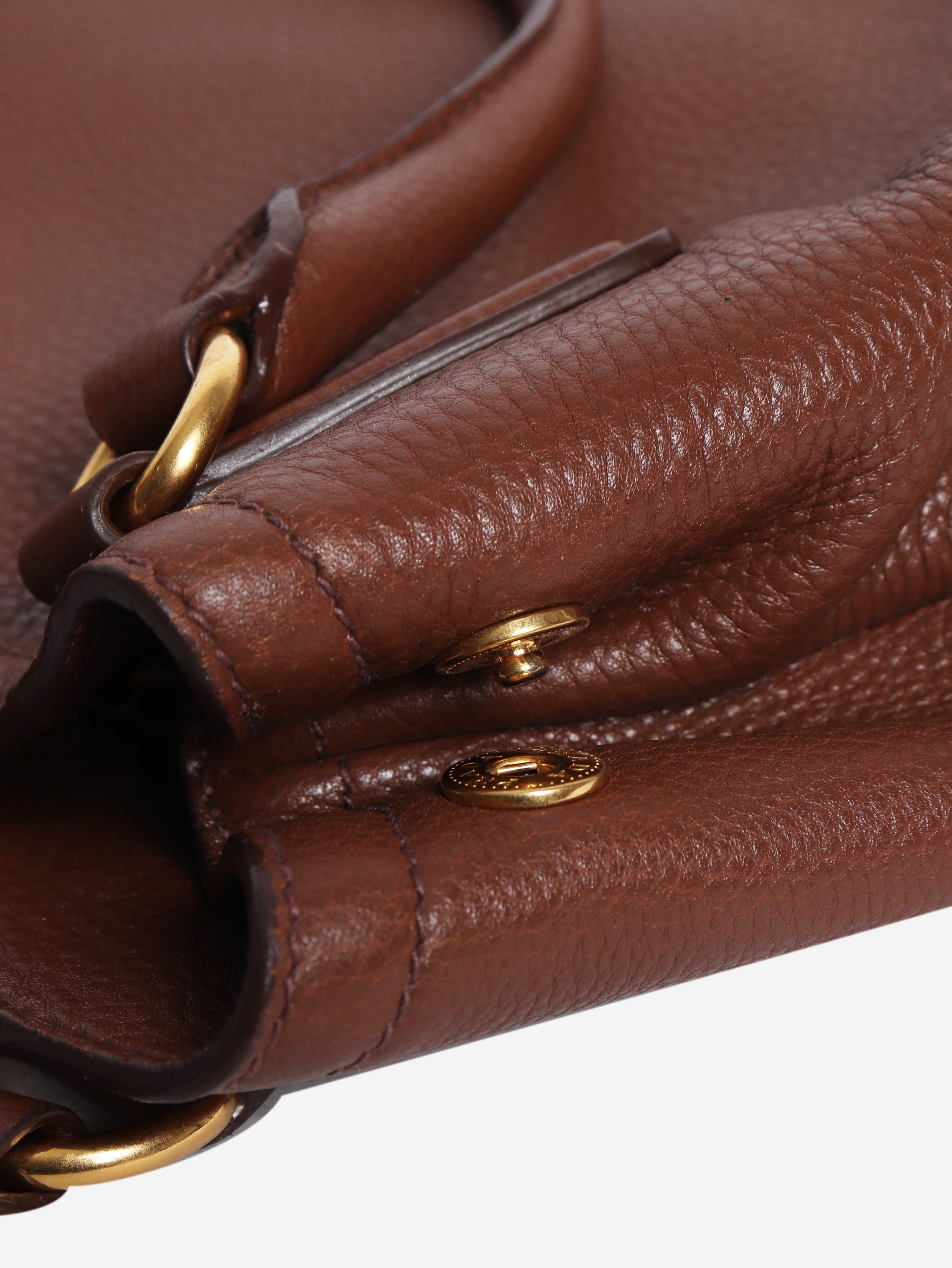 Brown Vitello Daino top handle bag