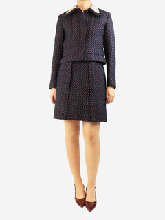 Navy jacquard jacket and skirt set - size UK 10 Coats & Jackets Carven 