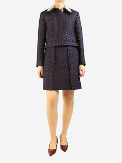 Navy jacquard jacket and skirt set - size UK 10 Coats & Jackets Carven 