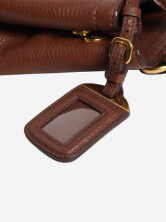 Brown Vitello Daino top handle bag