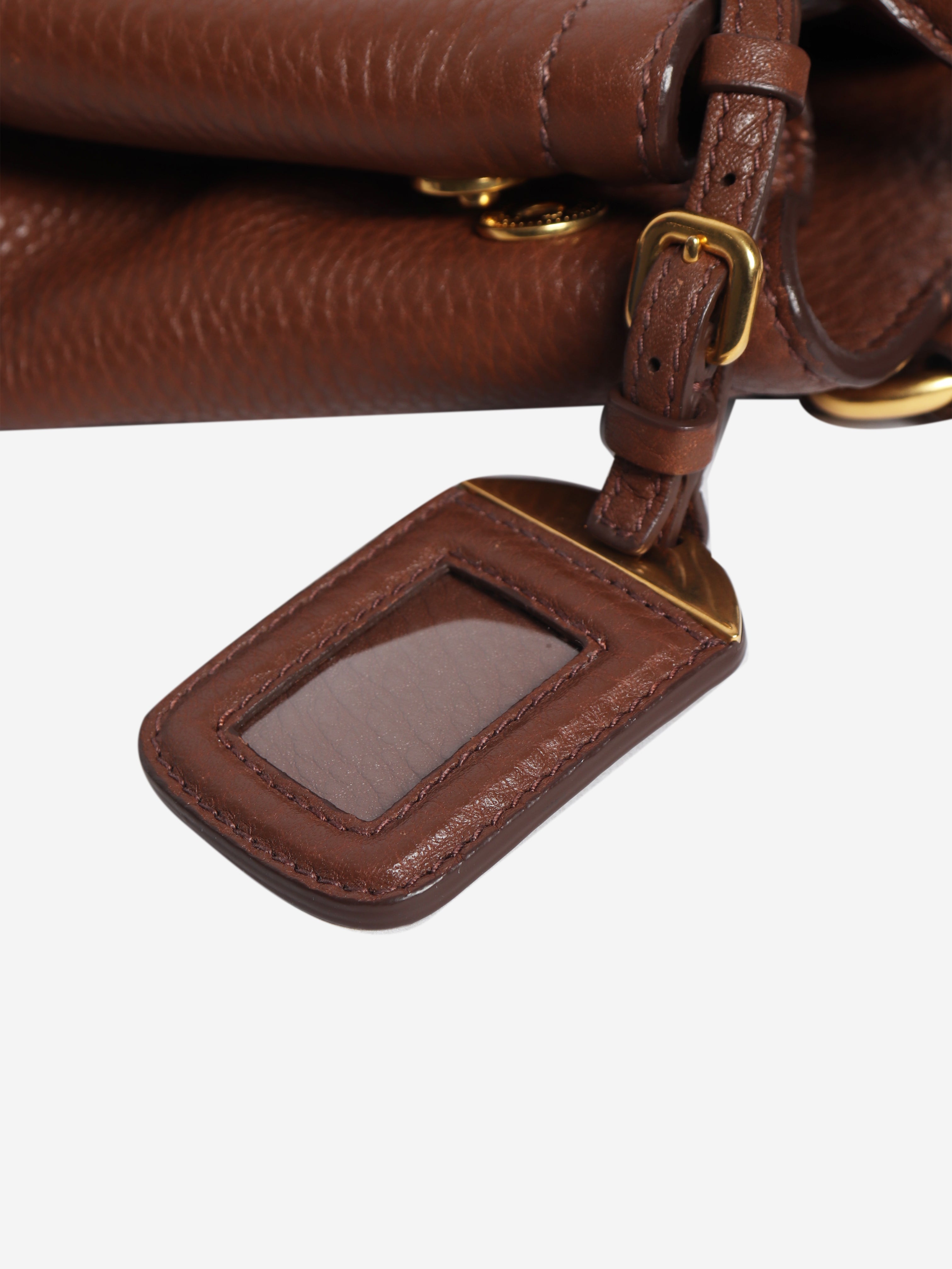 Brown Vitello Daino top handle bag