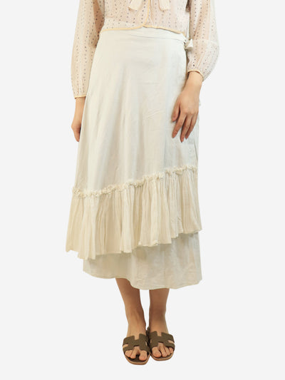 White cotton wrap midi skirt - size L Skirts Dosa 