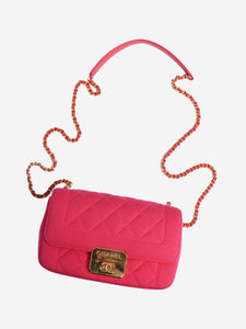Chanel Fuschia 2014 mini diamond-quilted jersey Chic with Me flap bag