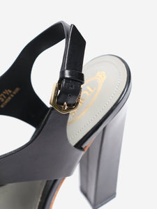 Tods Grey and black leather fringe detail sandals - size EU 37.5 (UK 4.5)