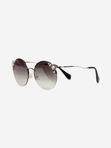 Miu Miu Gold pearl-embellished gradient sunglasses