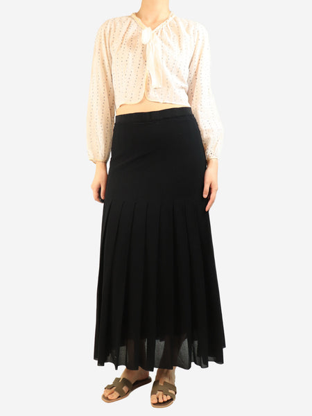 Black pleated midi skirt - size UK 16 alternate image