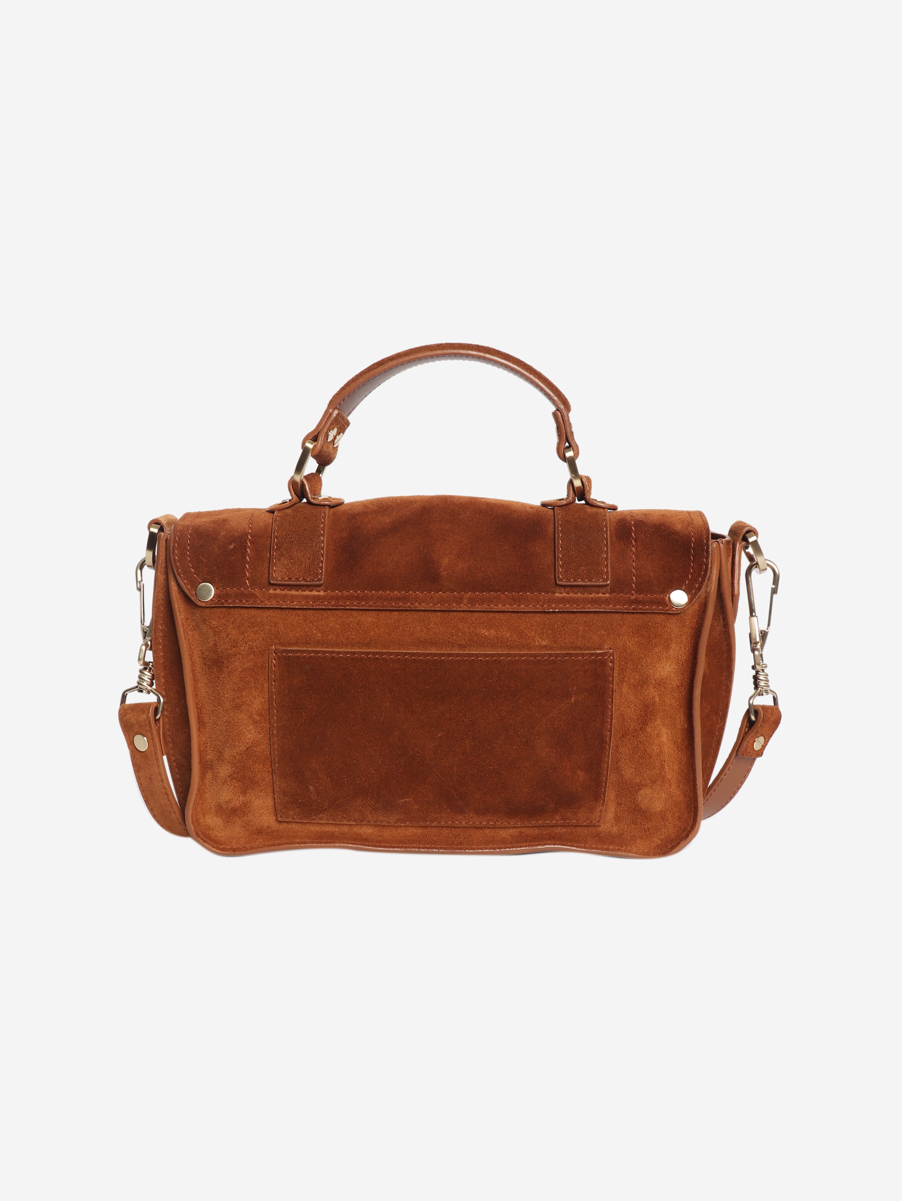 Brown suede satchel bag
