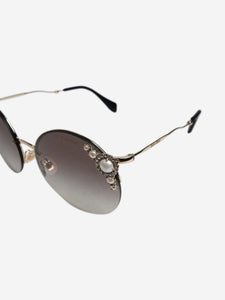 Miu Miu Gold pearl-embellished gradient sunglasses