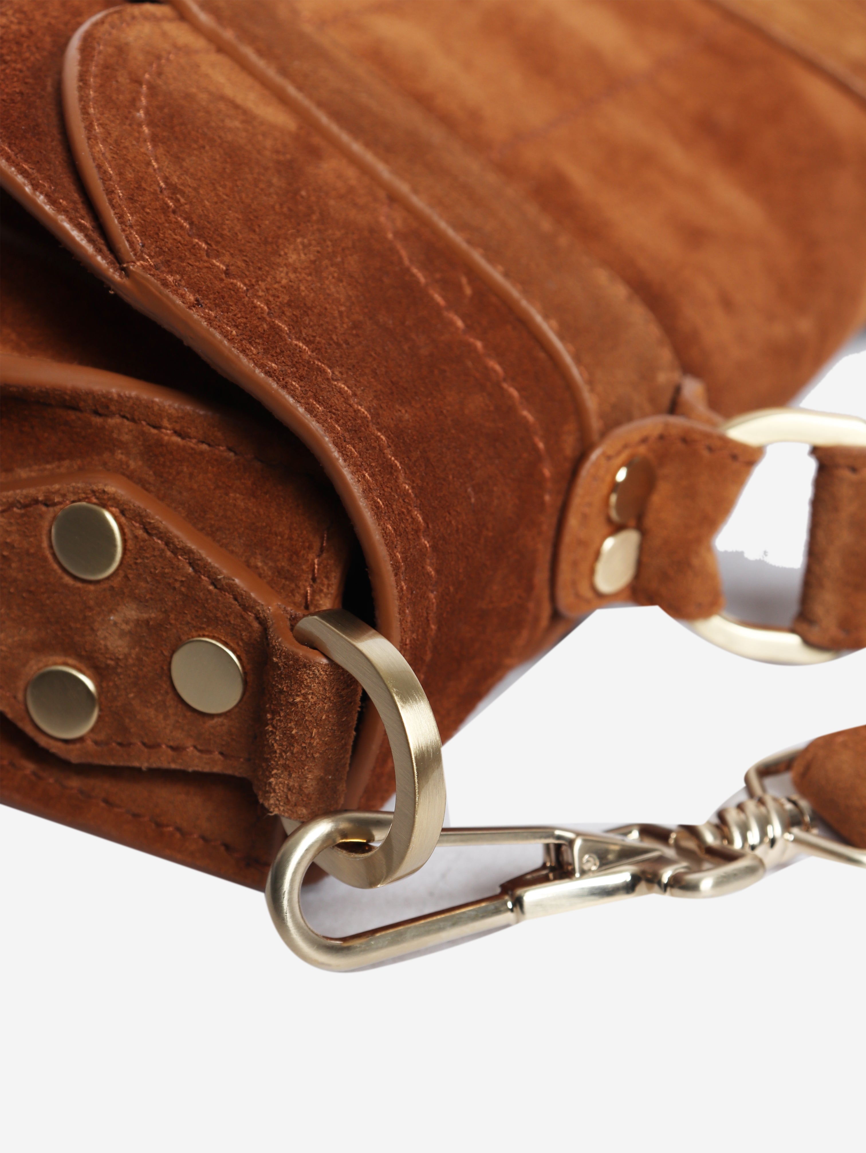 Brown suede satchel bag