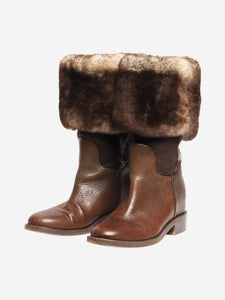 Chanel Brown fur-lined boots - size EU 38.5