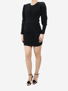 Isabel Marant Black shoulder-padded ruched dress - size FR 38