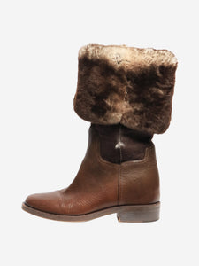 Chanel Brown fur-lined boots - size EU 38.5