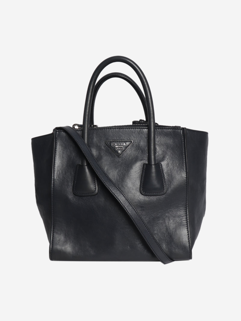 Navy glace calfskin twin pocket bag