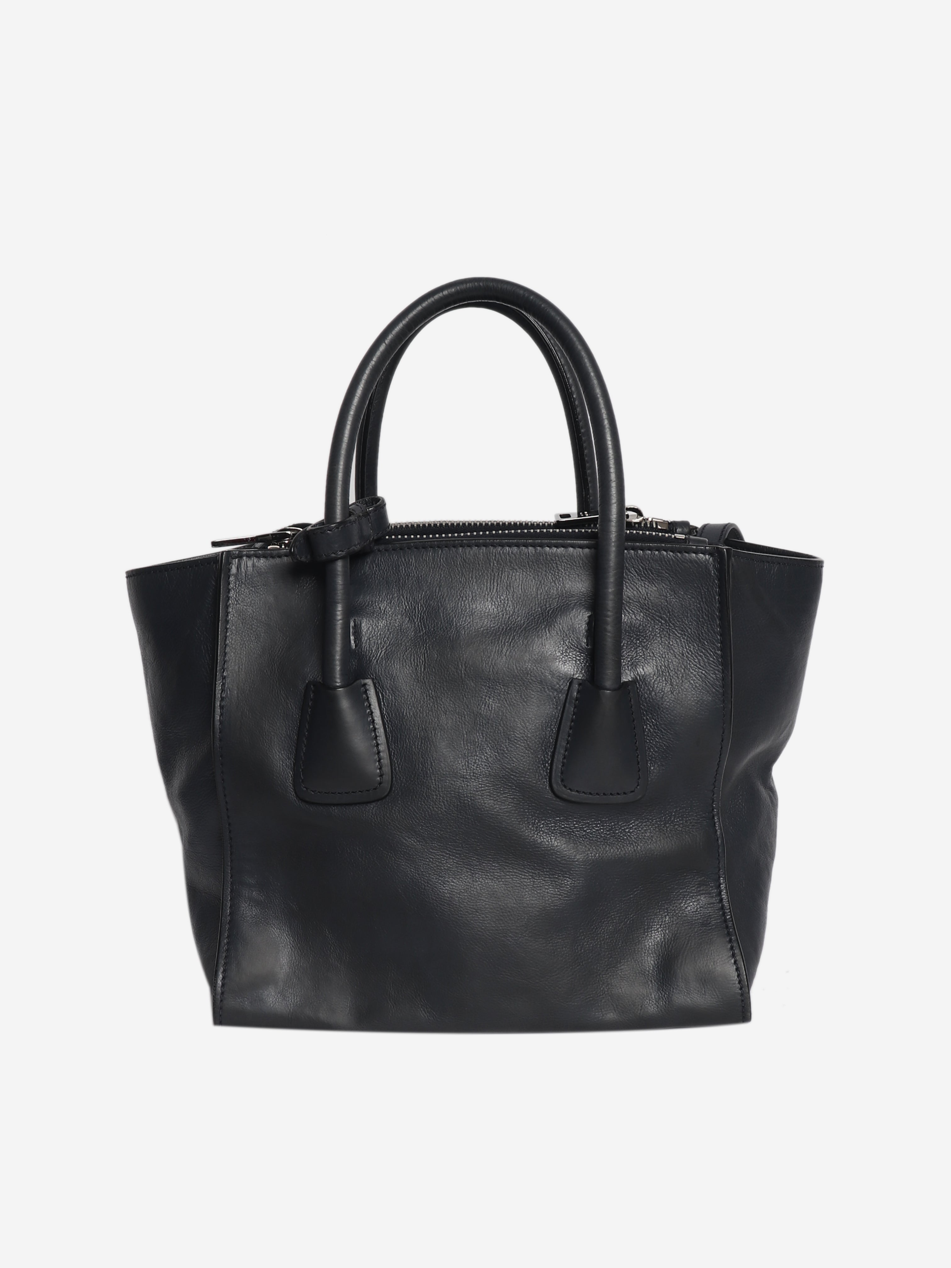 Navy glace calfskin twin pocket bag