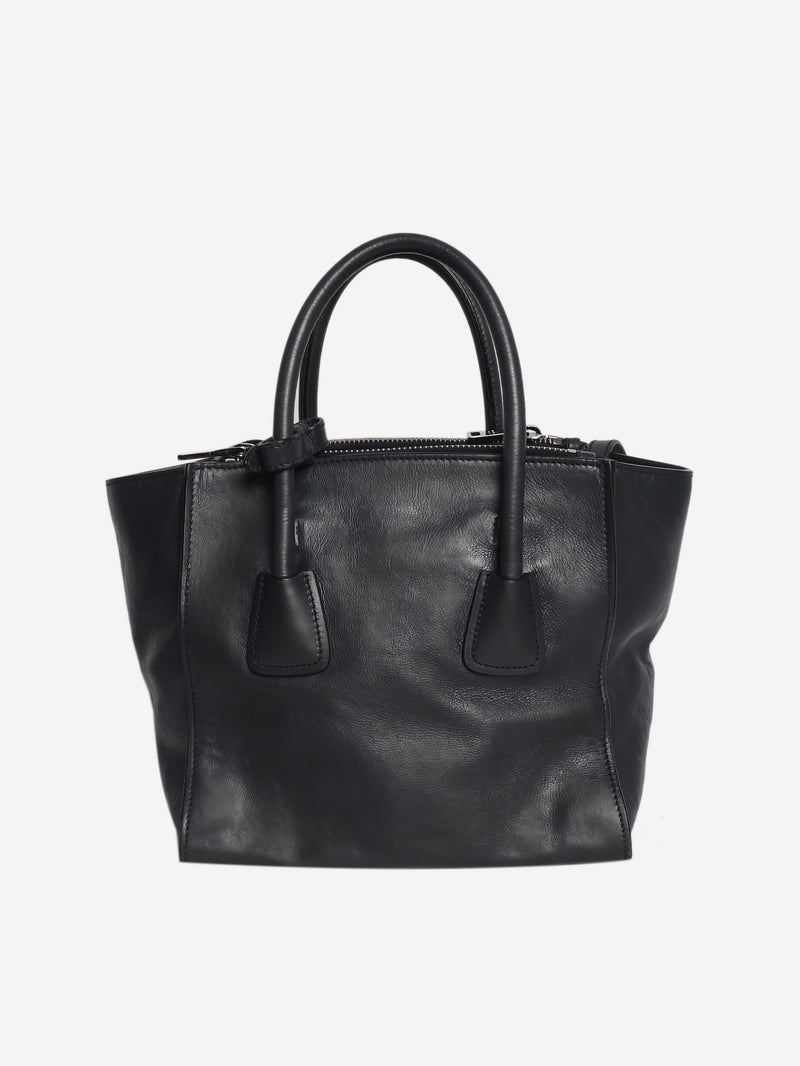 Navy glace calfskin twin pocket bag