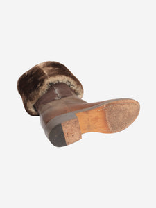 Chanel Brown fur-lined boots - size EU 38.5