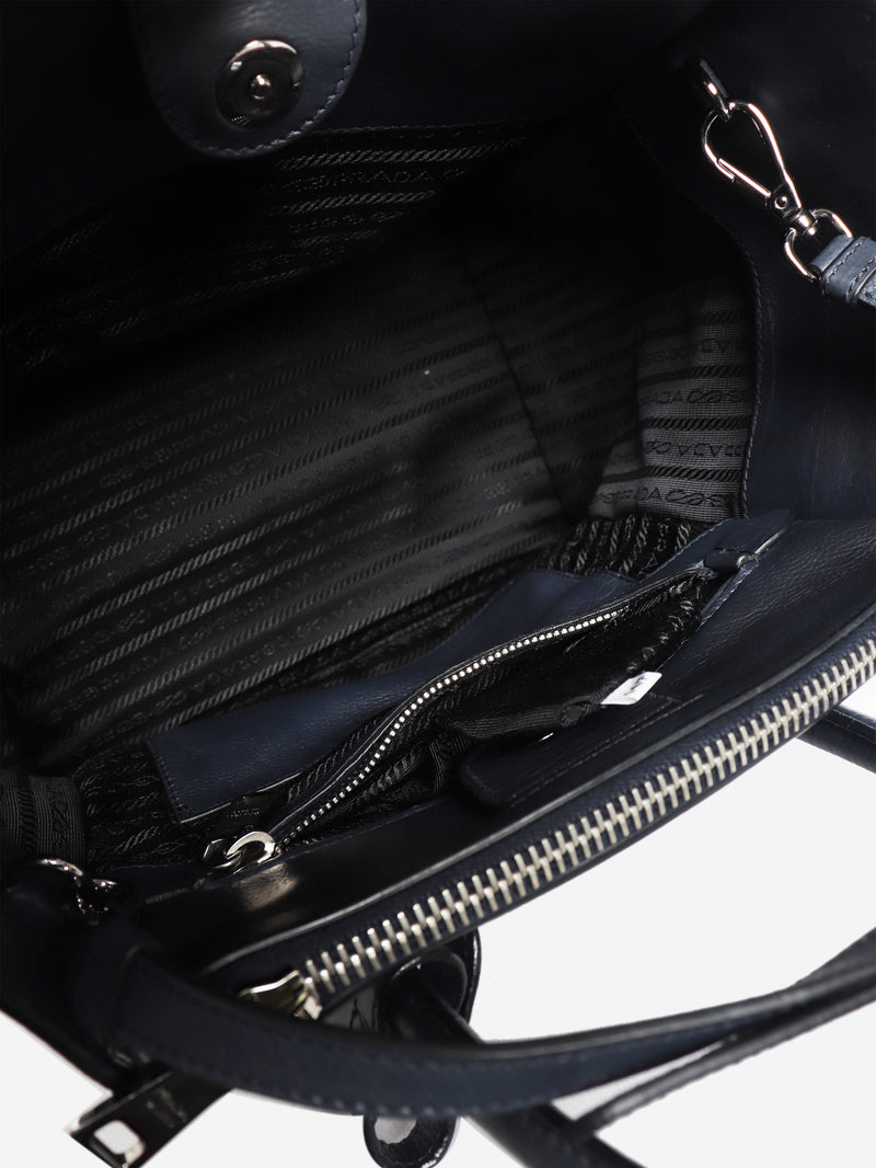 Navy glace calfskin twin pocket bag
