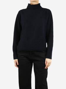 Margaret Howell Navy blue cashmere roll-neck jumper - size UK 12