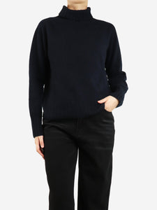 Margaret Howell Navy blue cashmere roll-neck jumper - size UK 12