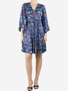 Catherine Prevost Blue peacock eye printed mini dress - size S