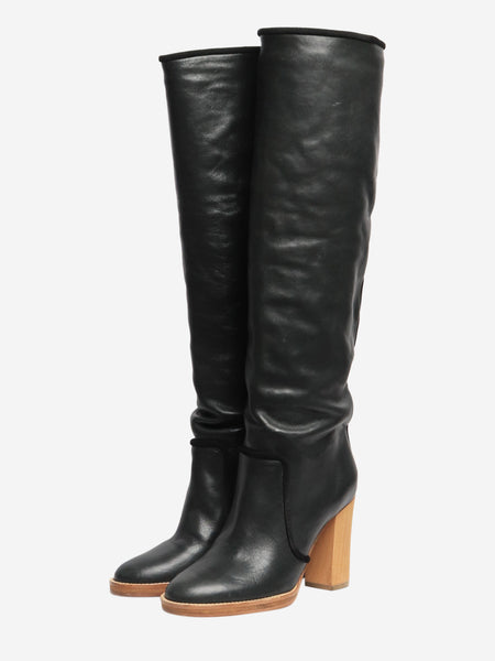 Black leather knee-high boots - size EU 38 alternate image