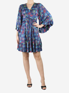 Catherine Prevost Blue peacock eye printed mini dress - size S